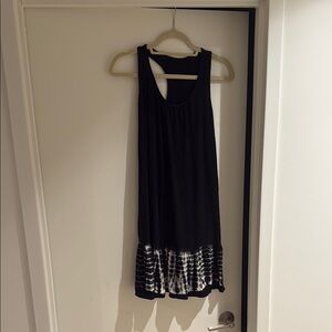 Chic Lucky brand Black Dress with White Tie-Dye Hem